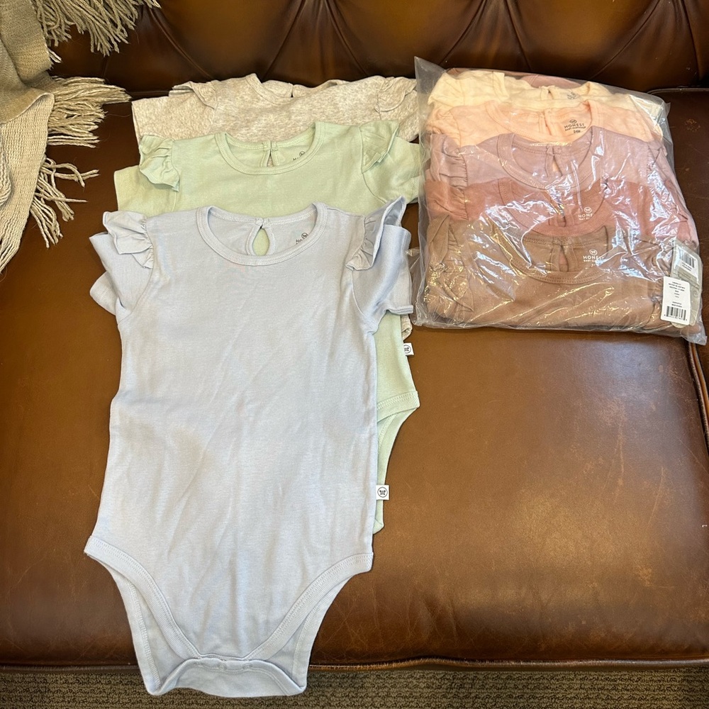 Honest Baby Clothing Set - Cream, Pink, and Gray, Purple. 24 month onsies NEW
